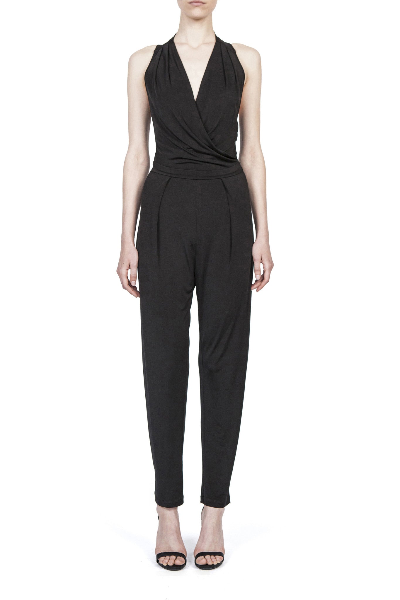 COWL FRONT HALTER JUMPSUIT
